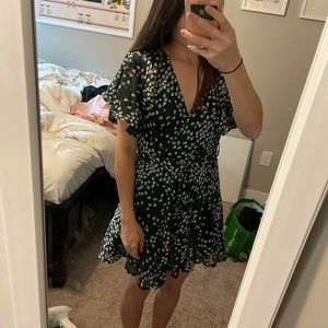 Green Floral Wrap Dress